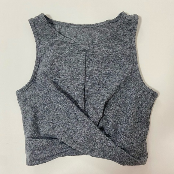 Unbranded | Heather Grey Cropped Twist Top - Picture 1 of 3